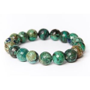 Green Chrysocolla Energy Bracelet, Natural Malachite Gemstone Beaded Jewelry
